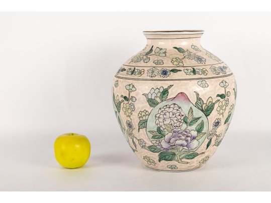 Chinese Matte Pink And Gilt Rimmed Porcelain Vase