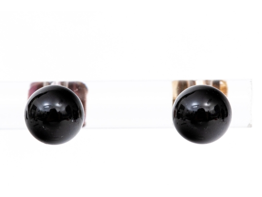 14k Yellow Gold Simple 6mm Black Onyx Ball Earrings With 14k And 10k Clutch Backs