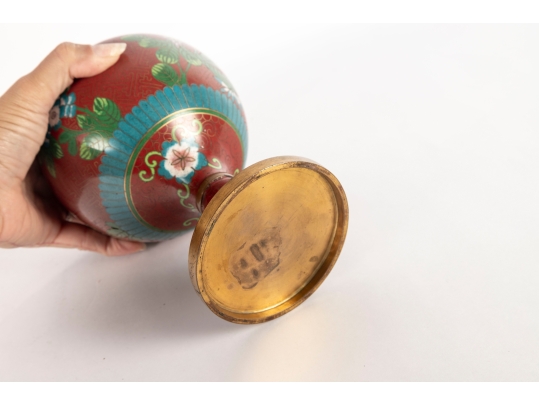 Chinese Cloisonné Enamel Goblet-Form Lidded Vessel