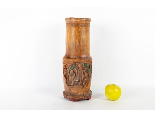 Carved Asian Bamboo Brush Vase