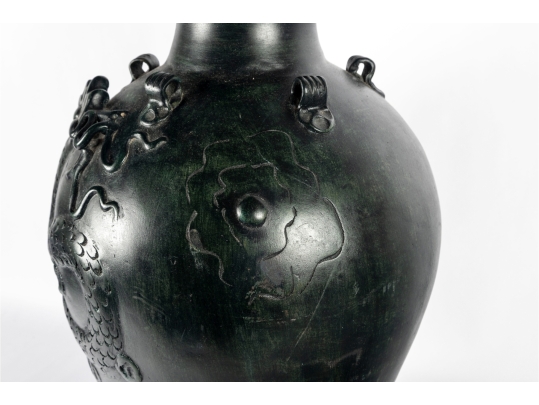 Chinese Style Ceramic Vase With Dragon Relief