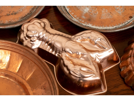 Impressive Collection Of  Four Copper Molds And  Four Plates