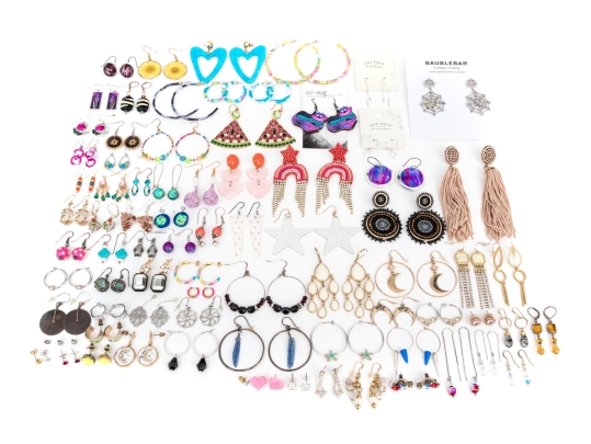 Extensive Collection Of Hoop, Stud, And Drop Pendant Style Costume Jewelry Earrings