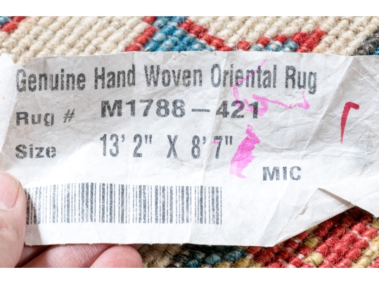 HAND KNOTTED ROOM SIZE PAKISTAN KAZAK WOOL CARPET, APX 9 X 12, NEW