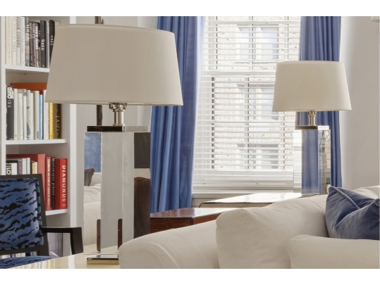 Restoration Hardware Quality Pair Of Solid Crystal Table Lamps