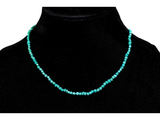 Lovely Narrow Strand Of Tumbled Turquoise Beads, With 14k And 18k Findings