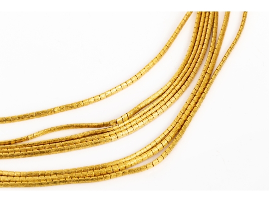 18k Yellow Gold Fabulous Vintage Flexible Graduated Multi Strand Omega Style Necklace