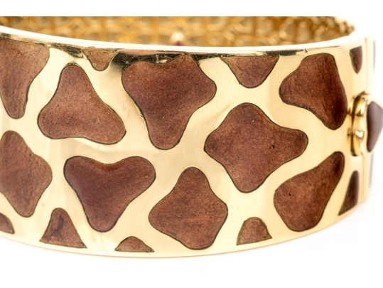 Roberto Coin 18k Yellow Gold Magnificent Ultra Wide Giraffe Patterned Bangle Bracelet