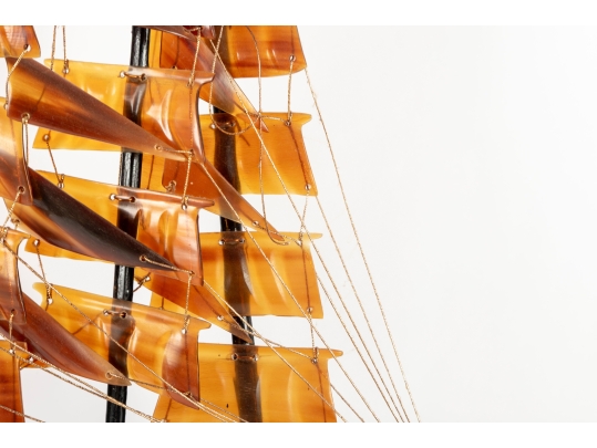 Chinese Horn Carving Craft Ship