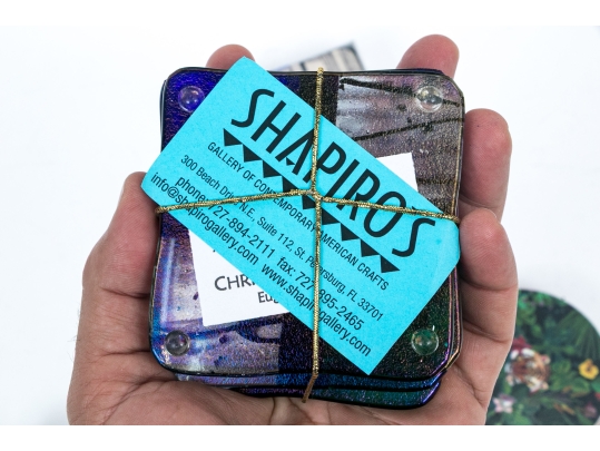 Five Sets Of Coasters With Art Glass
