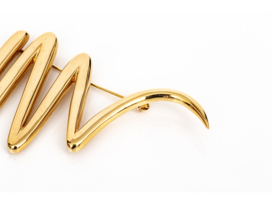 Tiffany & Co. 18k Yellow Gold Paloma Picasso Iconic Jumbo Graffiti Squiggle Brooch, With Box