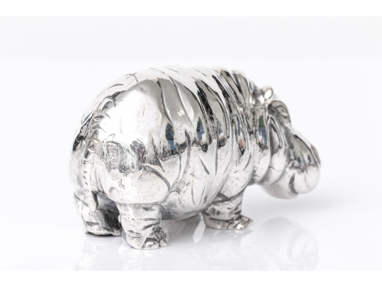 Buccellati Sterling Silver Miniature Charming Standing Hippo, Retail $670