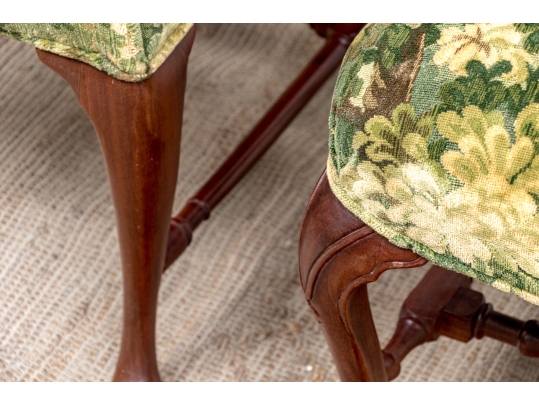 Pair Of Custom Upholstered Mahogany Swan Neck Armchairs