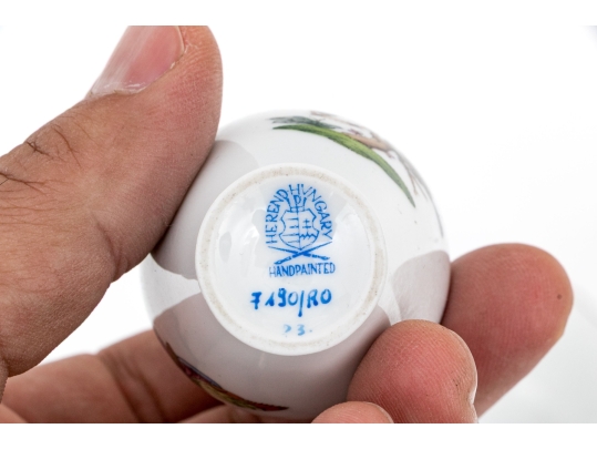 Four Herend Hungary Hand-Painted Porcelain Small Tablewares, Rothschild Bird (RO) Pattern