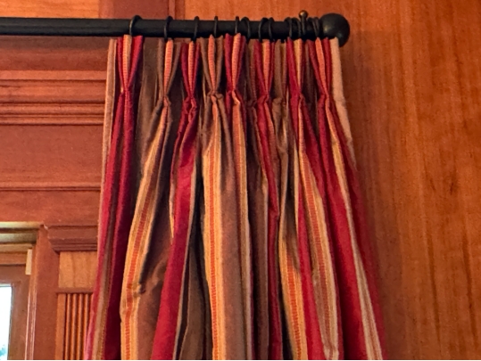 Pair Of Quality Striped Curtains With Affixed Room Darkening Shades