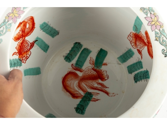 Large Chinese Famille Rose Porcelain Fish Bowl Planter