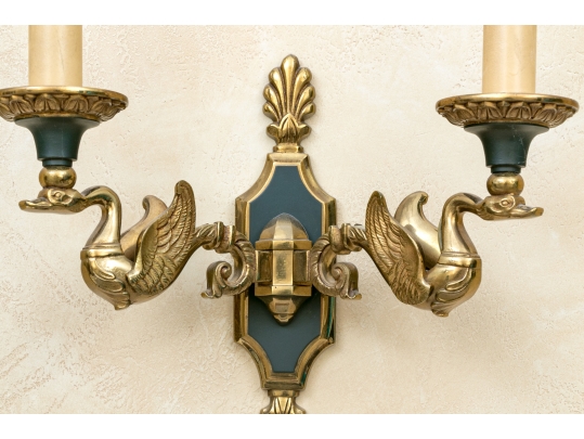 Pair Of French Empire Style Brass Wall Sconces