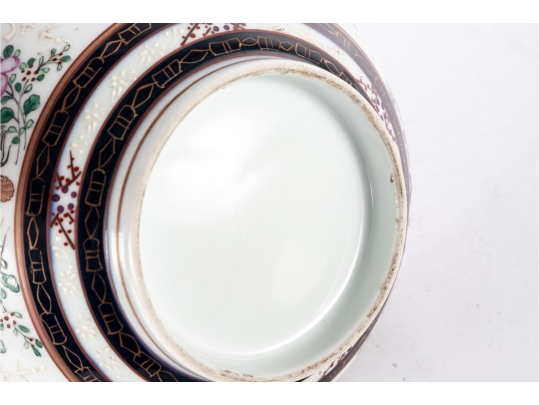 Hand-Painted Chinese Export Porcelain Bowl With Floral And Gilt Decoration