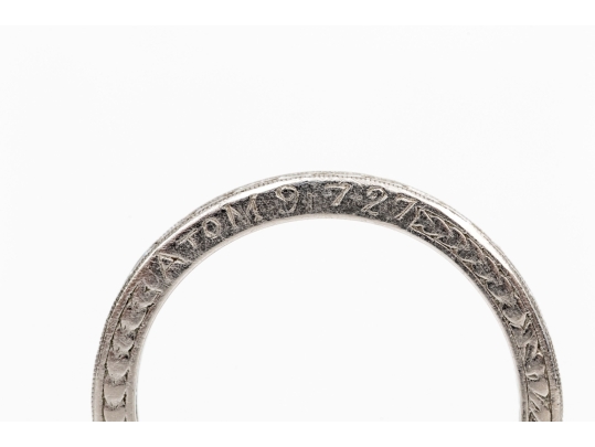 Platinum Vintage Scissor Cut Diamond Set Eternity Band, Size 4.75