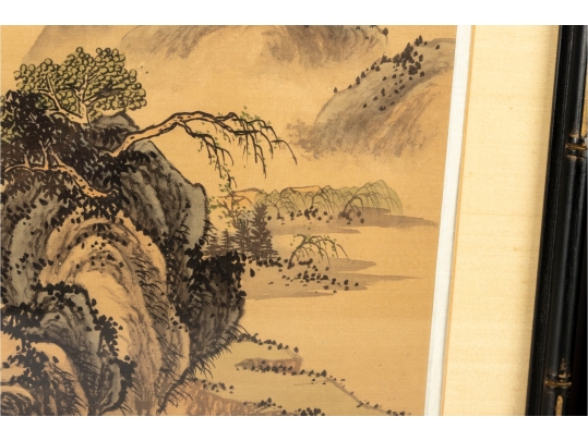 Pair Of Chinese Shan Shui Landscape Paintings On Silk