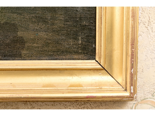 Large Antique Oil On Canvas, 