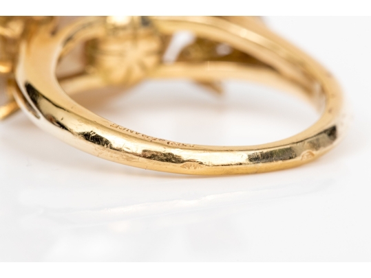 Fred 18k Yellow Gold Magnficent Vintage South Sea Cultured Pearl And Diamond Ring, Size 5.75