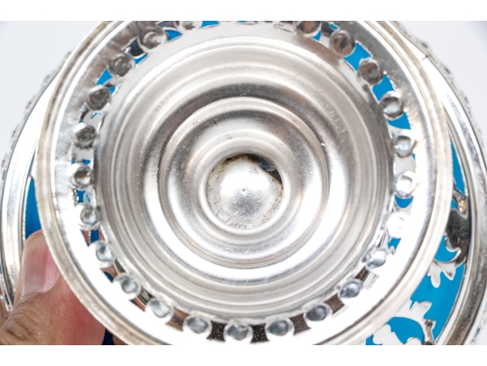 Silverplate And Opaline Glass Basket