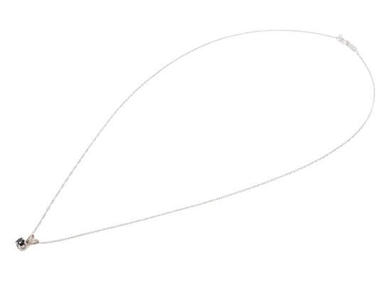 10k White Gold Black Diamond Solitaire Pendant, With Gold Chain