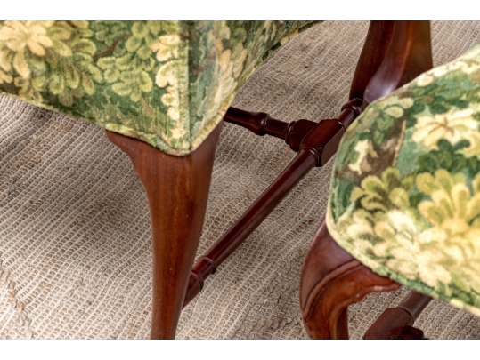 Pair Of Custom Upholstered Mahogany Swan Neck Armchairs