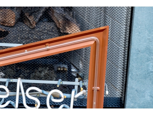 Vintage Neon Budweiser Sign On Stand