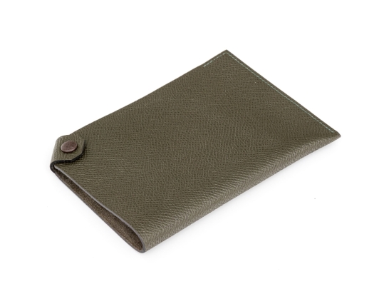 Hermes Olive Green Tarmac Passport Holder, With Box