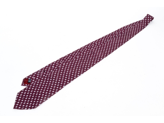 Gucci Burgundy And Grey Toned Patterned Silk Tie