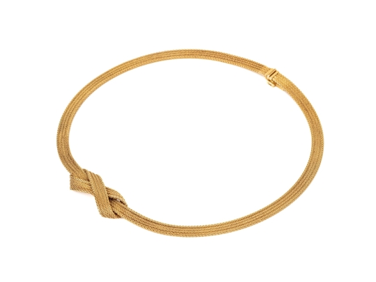 Tiffany & Co. Vintage 14k Yellow Gold Wonderful Vintage Mesh Knot Necklace, By Grosse Germany