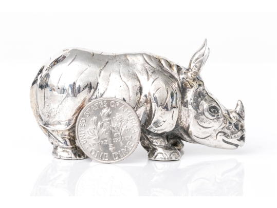 Buccellati Sterling Silver Miniature Captivating Standing Rhino, Retail $630