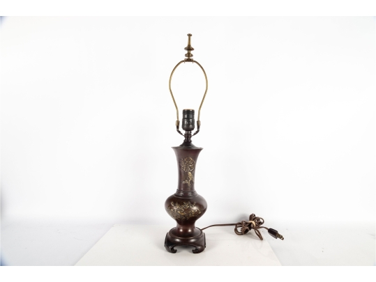 Chinese Brass Vase Converted Table Lamp