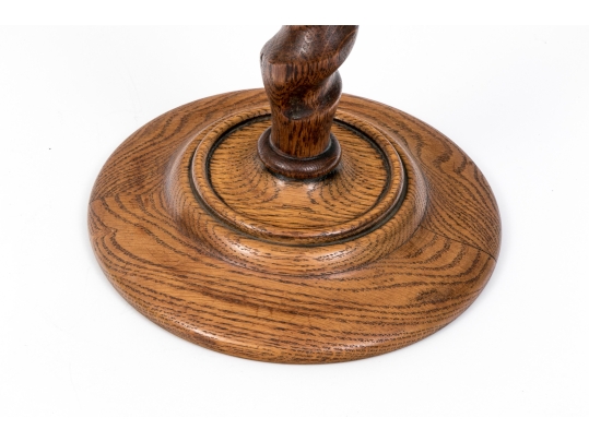 Pair Of Antique Oak Barley Twist Candlesticks