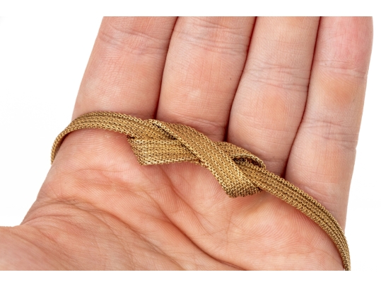 Tiffany & Co. Vintage 14k Yellow Gold Wonderful Vintage Mesh Knot Necklace, By Grosse Germany