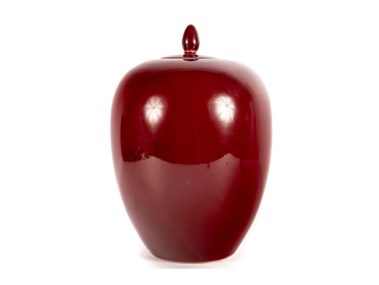 Oxblood Style Glazed Porcelain Melon Jar