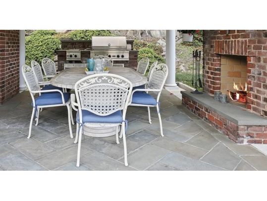 Set Of Eight Agio Resin Wicker And Painted Aluminum Armchairs