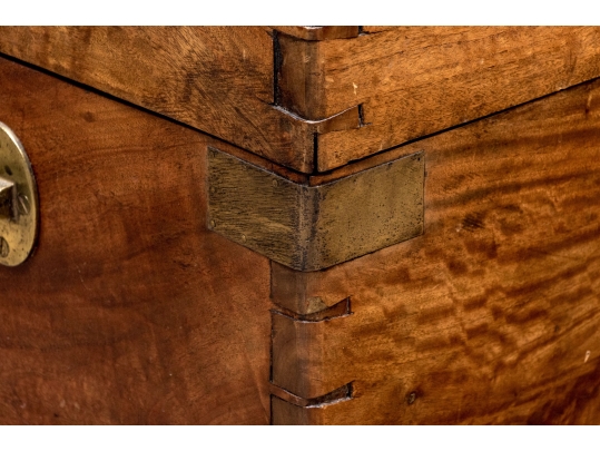 Antique Mahogany And Brass Trunk