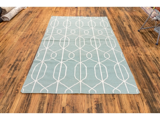 Hand Woven Wool Abstract Carpet, 8' X 5'-1