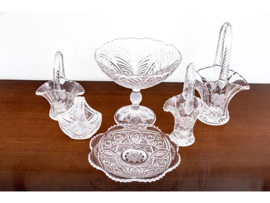 Collection Of Six Pressed Glass Table Pieces