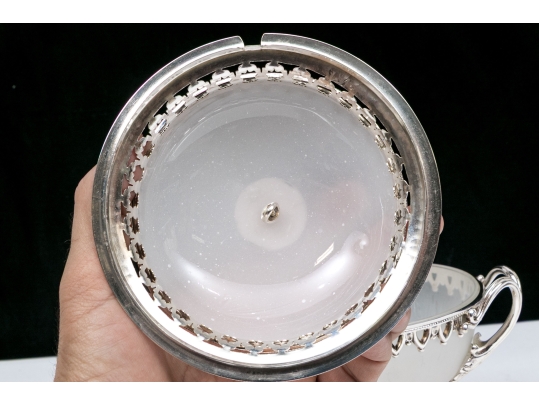 Silverplate And Glass Lidded Serving Bowl