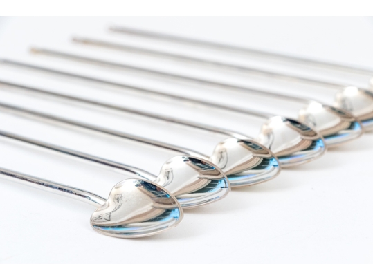 Set Of Eight Silver Plated Iced Tea Spoons, Marked PMITALY