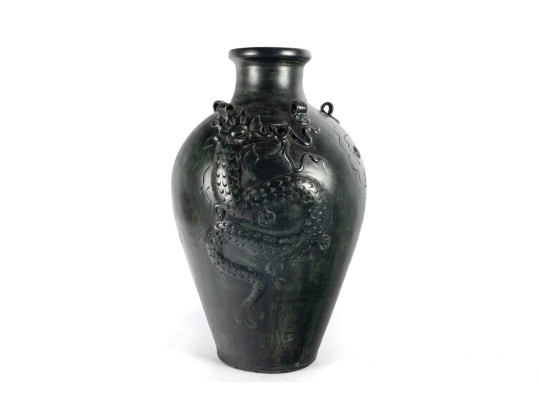 Chinese Style Ceramic Vase With Dragon Relief