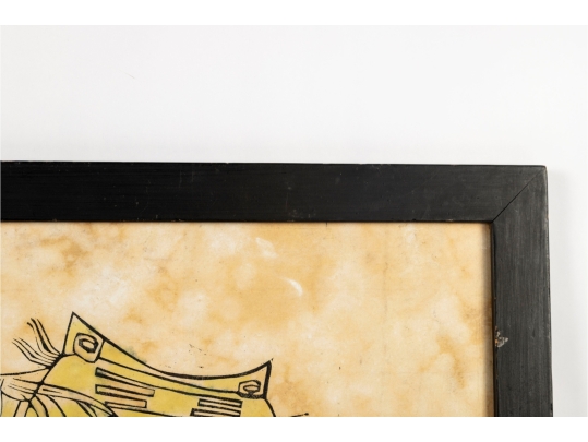 Wu Hao (Chinese-Taiwanese, B. 1932) Abstract Cat Lithograph, 1963