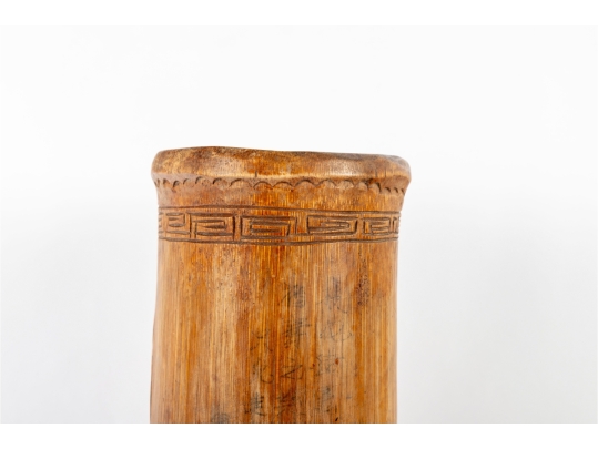 Carved Asian Bamboo Brush Vase