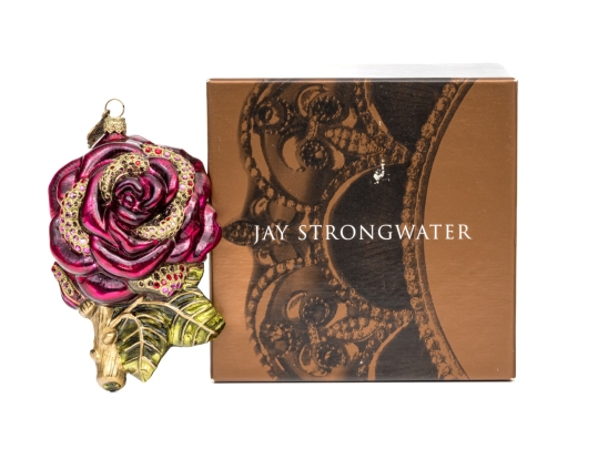 Jay Strongwater Glass Rose Form Ornament 