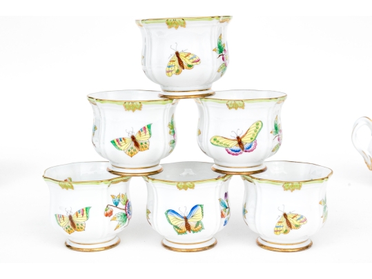 Rare Herend Hungary Hand-Painted Coffee Set,  Queen Victoria (VBO) Pattern