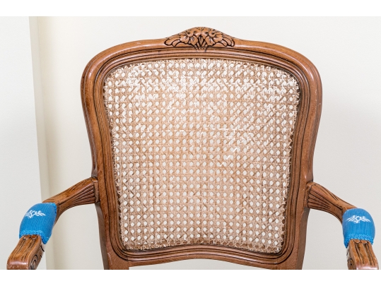 Carved Fruitwood And Cane Back Fauteuil